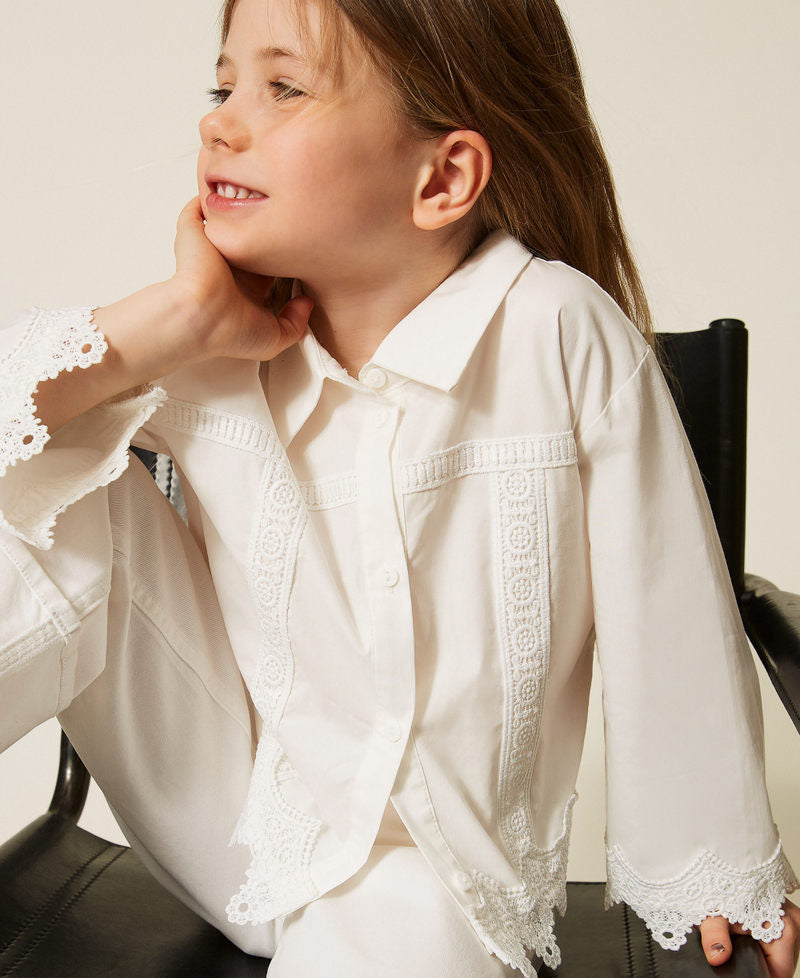 Camicia baby in popeline con pizzo