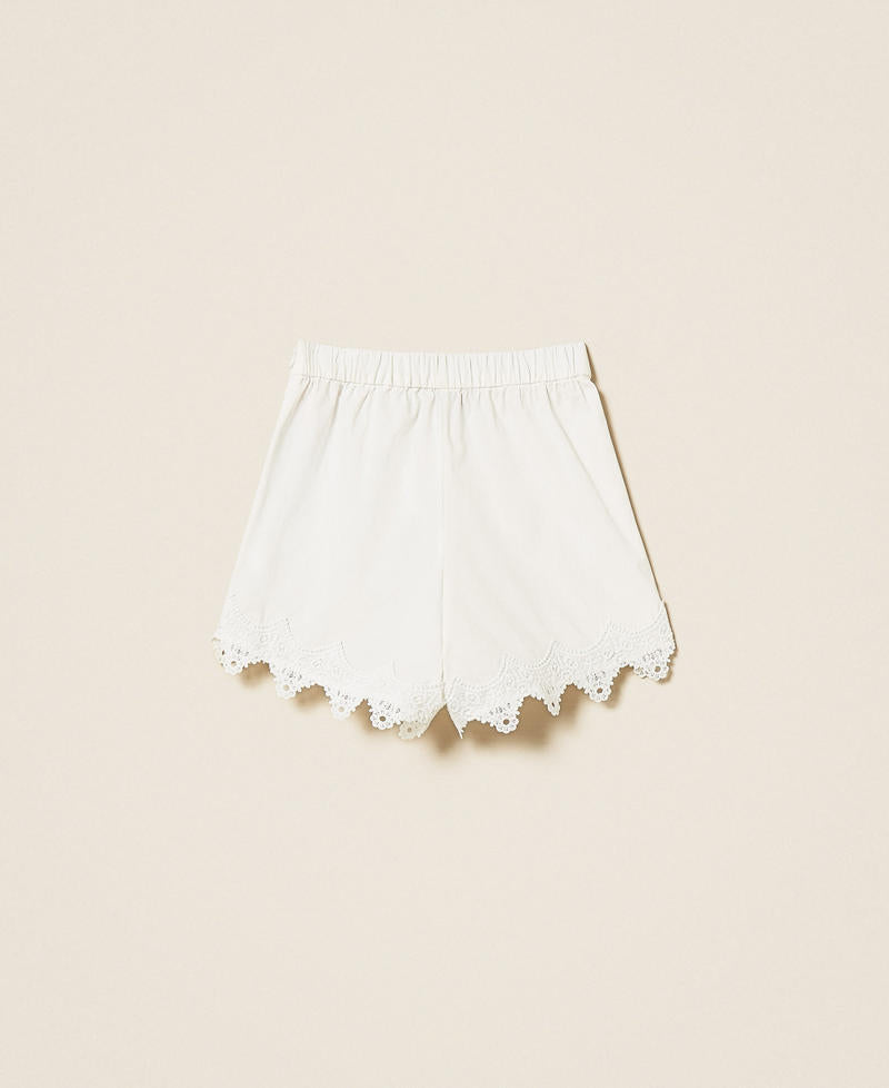 Shorts baby in popeline con pizzo