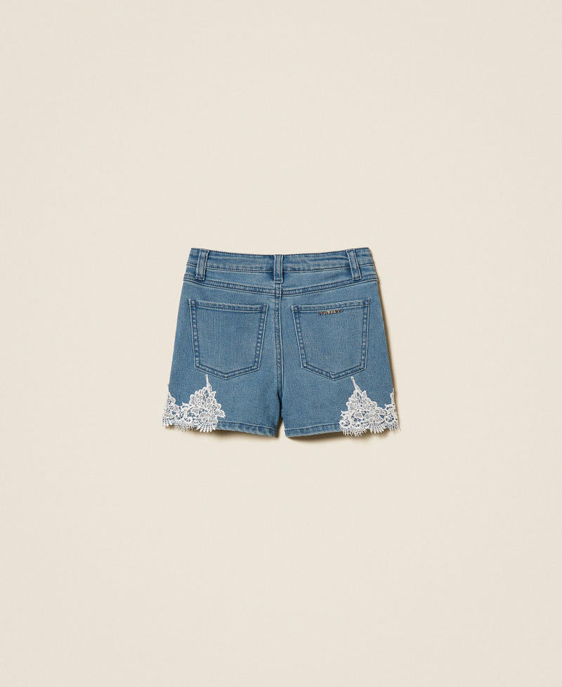 Shorts baby in jeans con pizzo