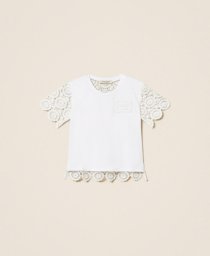 T-shirt baby con maniche in pizzo
