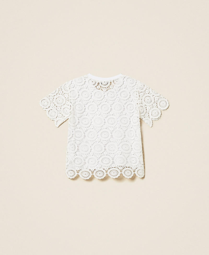 T-shirt baby con maniche in pizzo