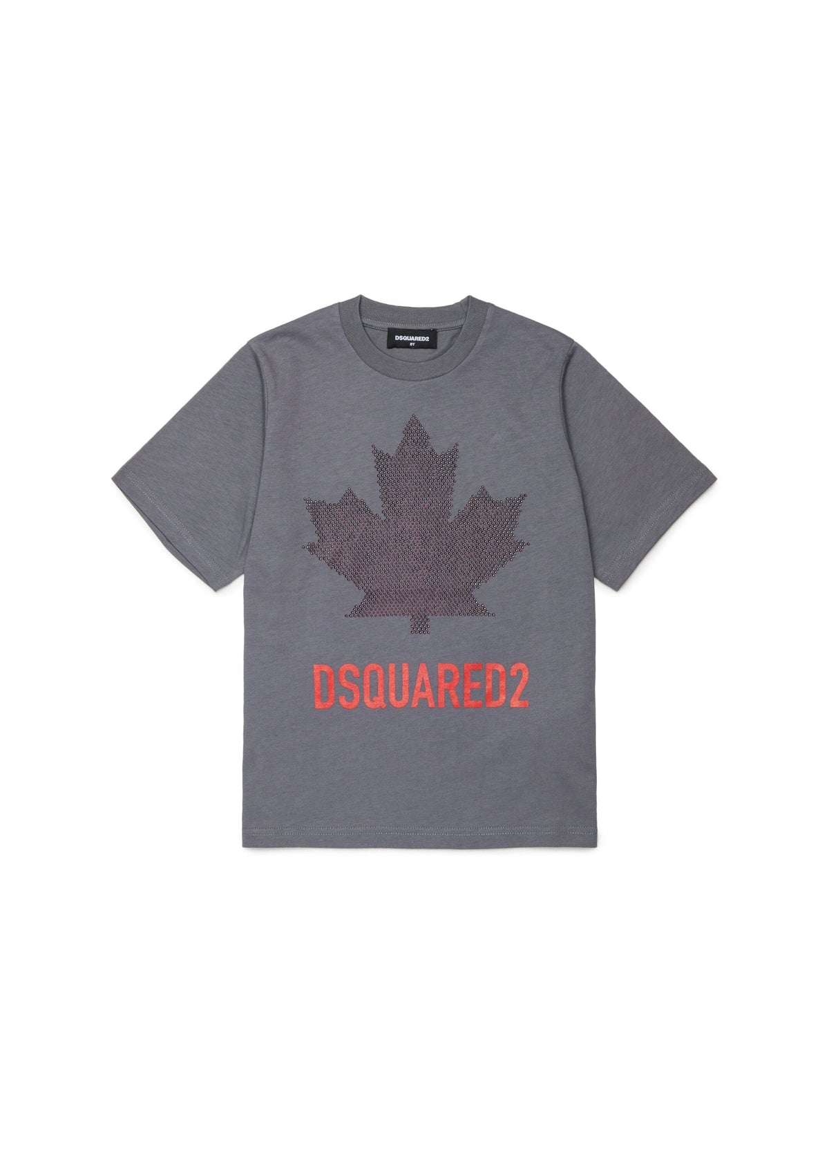 T-shirt con maxi foglia d'acero e logo per ragazzi