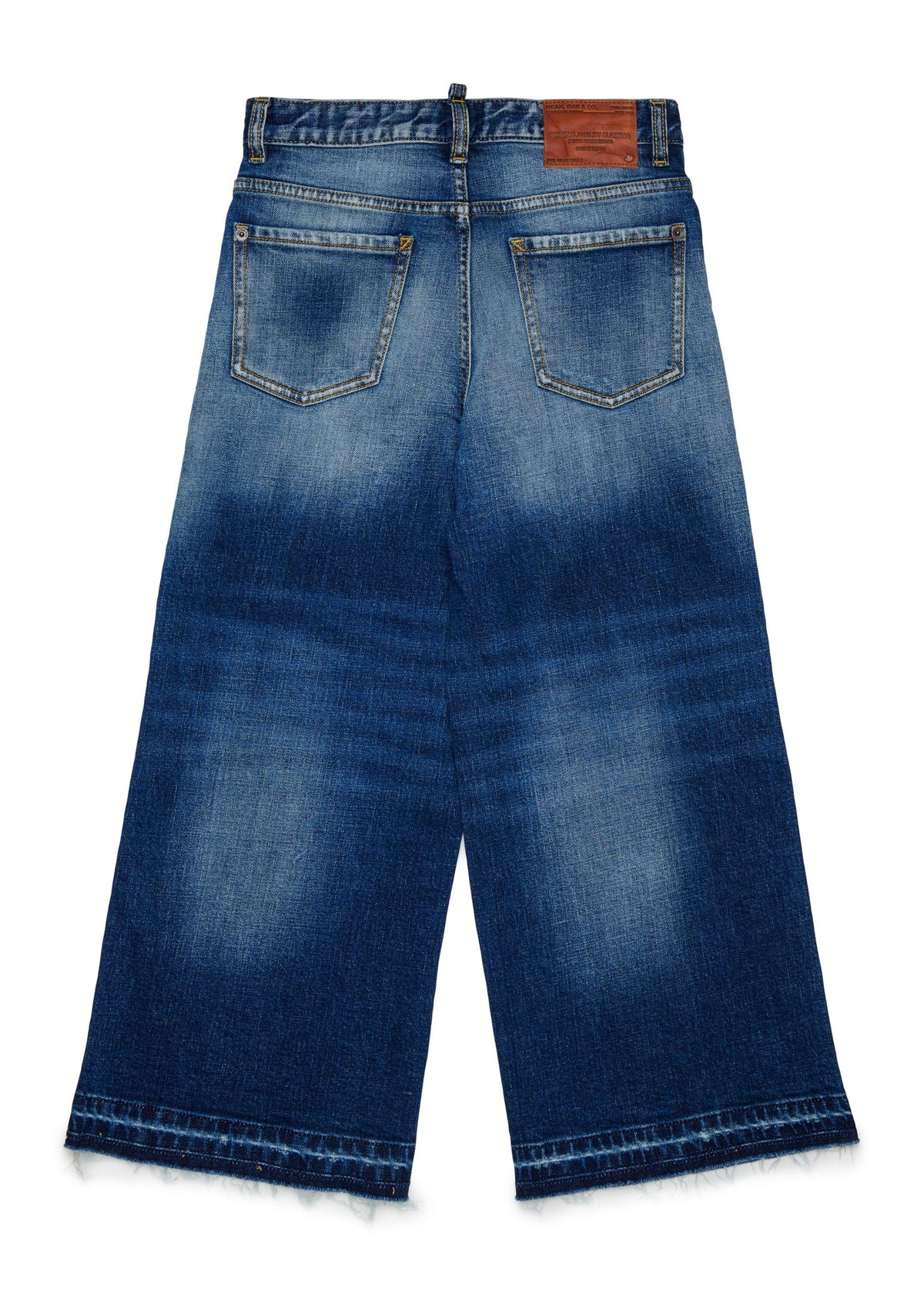 Jeans a gamba larga con orlo sfrangiato per ragazza