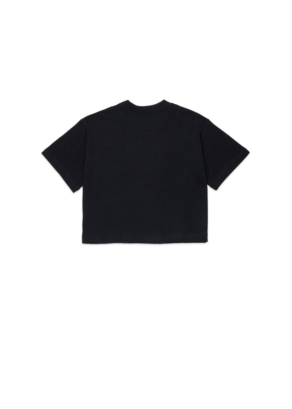 T-shirt cropped con logo ricamato per ragazza - Nero