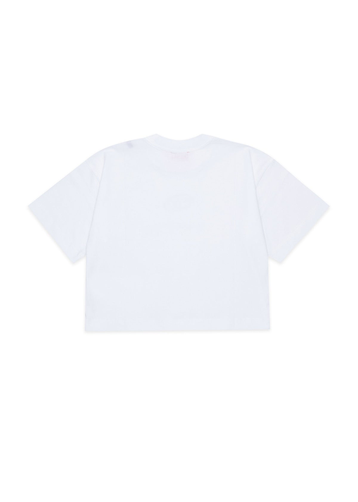 T-shirt cropped con logo ricamato per ragazza - Bianco