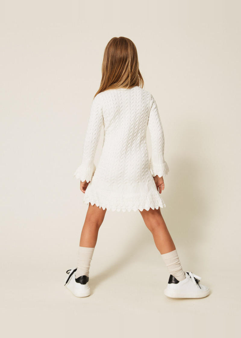 Abito corto baby in maglia a trecce