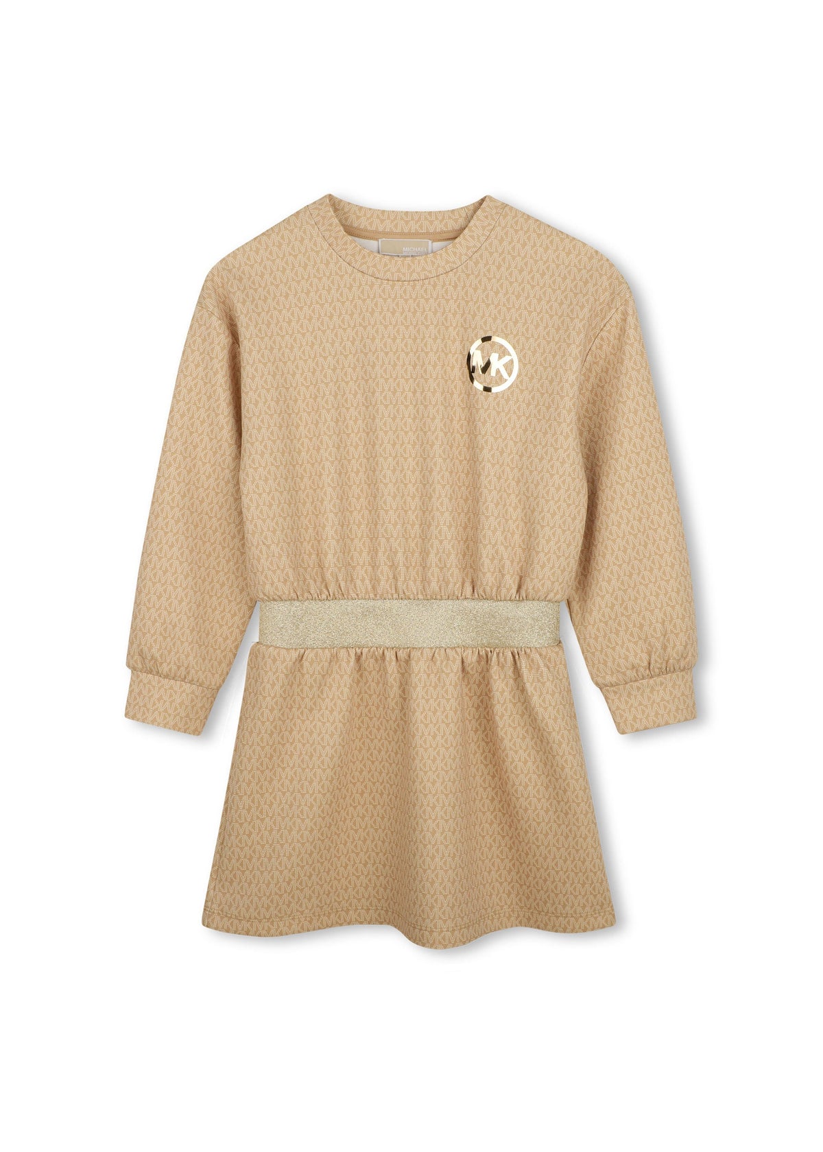 Michael Kors Kids Abito in doppio jersey con stampa MK Signature - Marrone chiaro