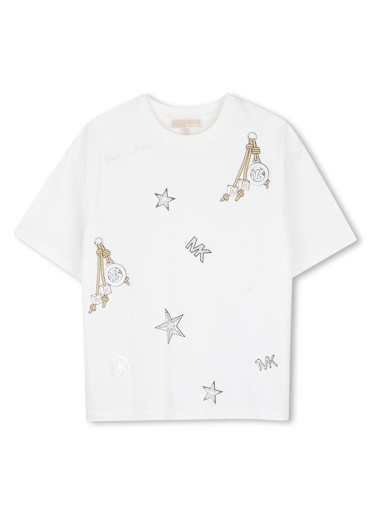 Michael Kors Kids T-shirt in cotone biologico con stampa charms - Bianco sporco