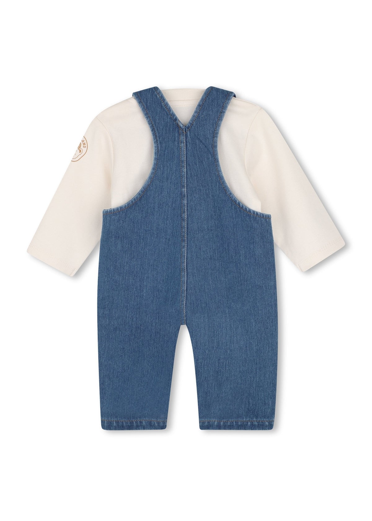 Timberland Kids Set salopette in denim e maglia a maniche lunghe - Grigio mare