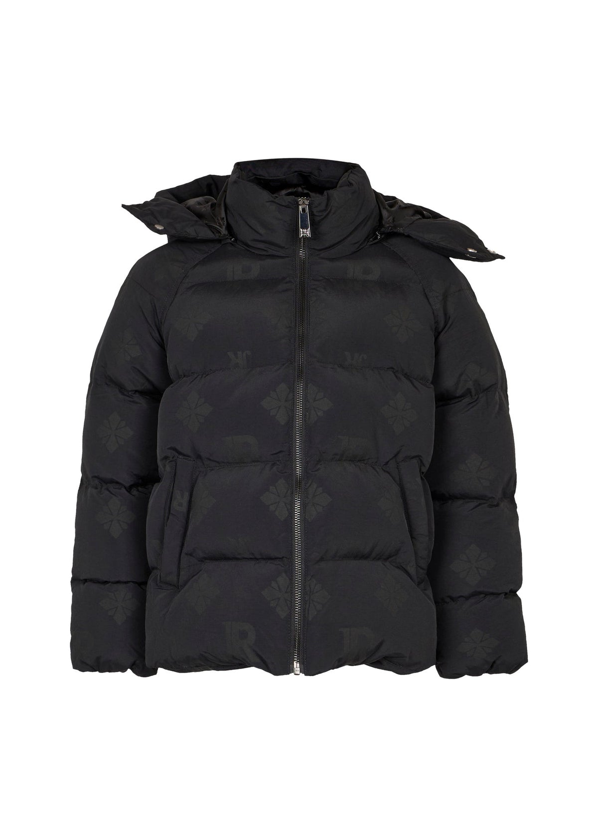 Richmond Junior Piumino con cappuccio e monogramma JR tono su tono - Jr Monogram Black