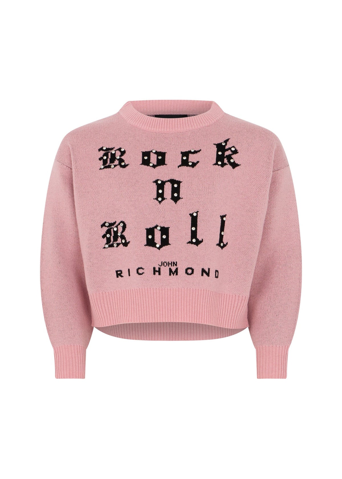 Richmond Junior Maglione corto con scritta Rock n Roll intarsiata - Pink Begonia