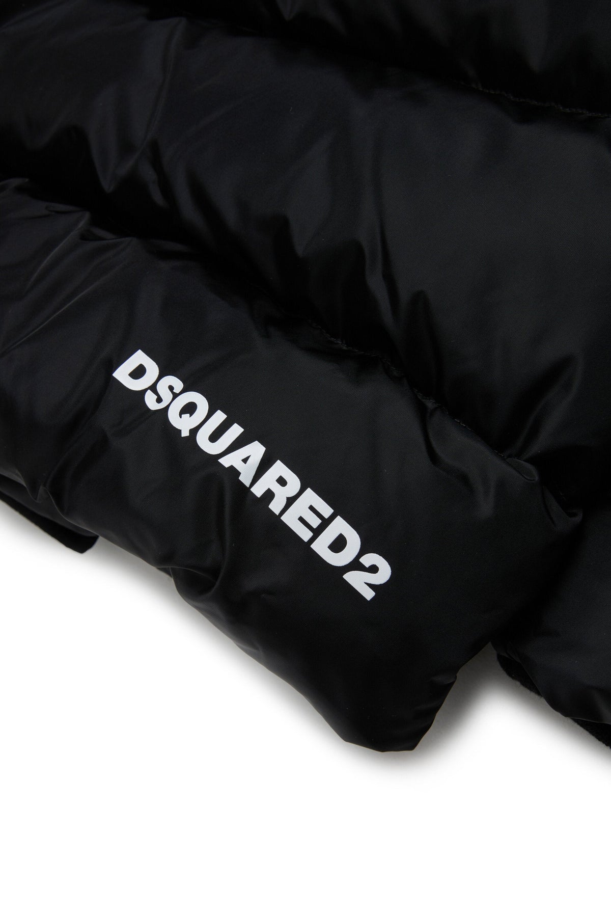 Giacca imbottita corta con cappuccio e logo DSQUARED2
