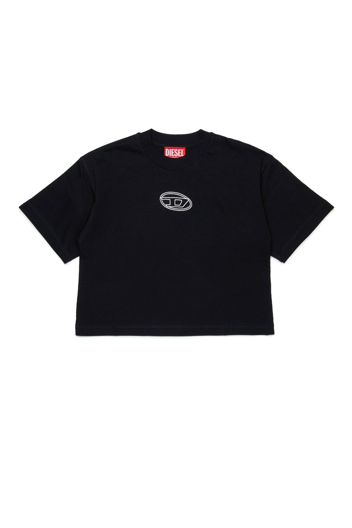 T-shirt boxy in jersey con logo Oval D