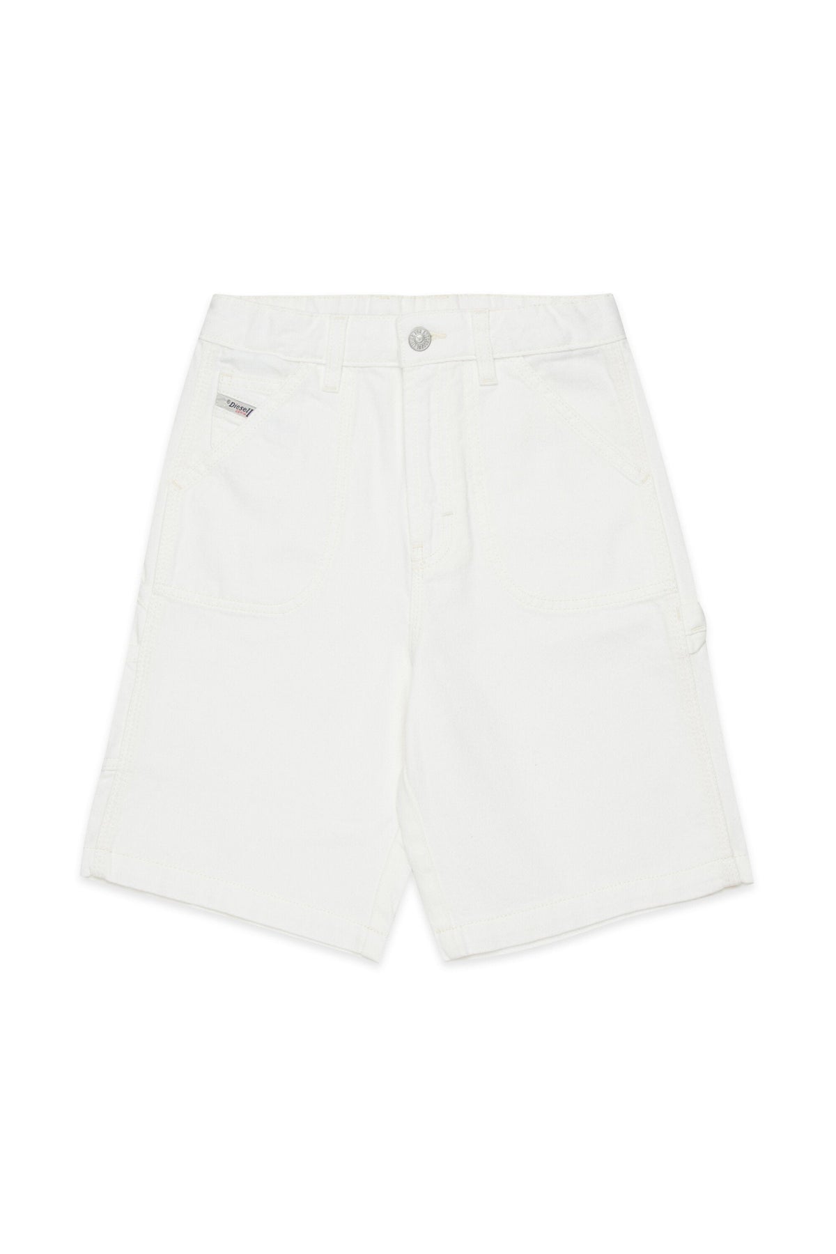 Shorts in denim bianco con logo - D-Bart