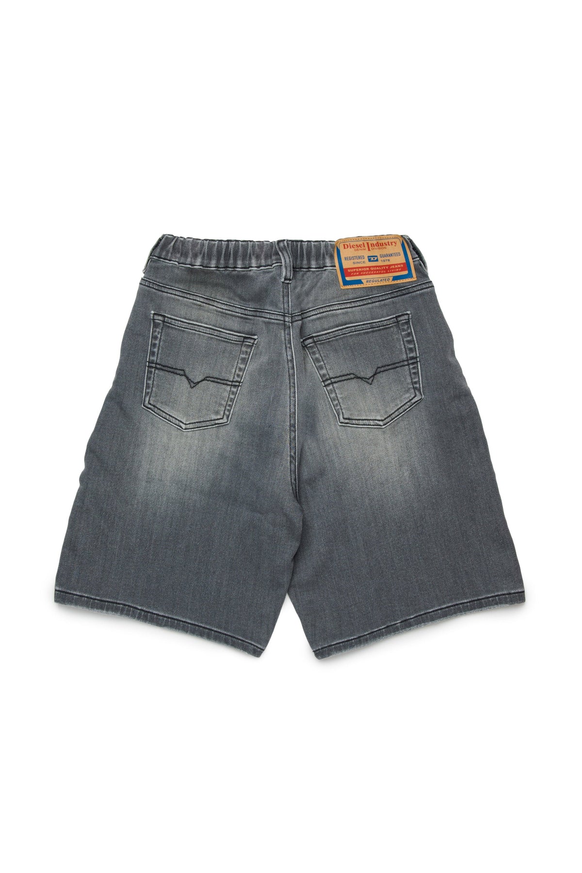 Shorts denim grigio effetto washed