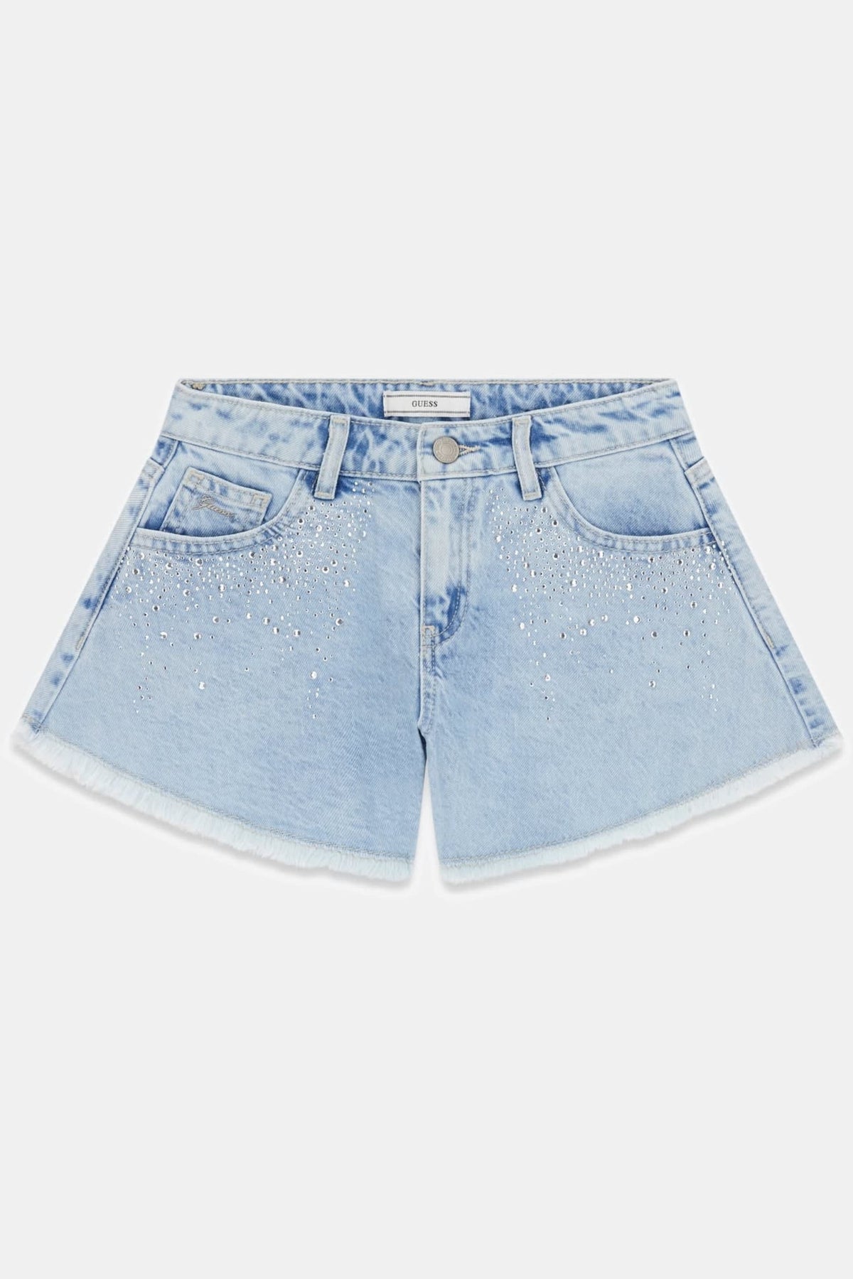 Shorts in denim con strass
