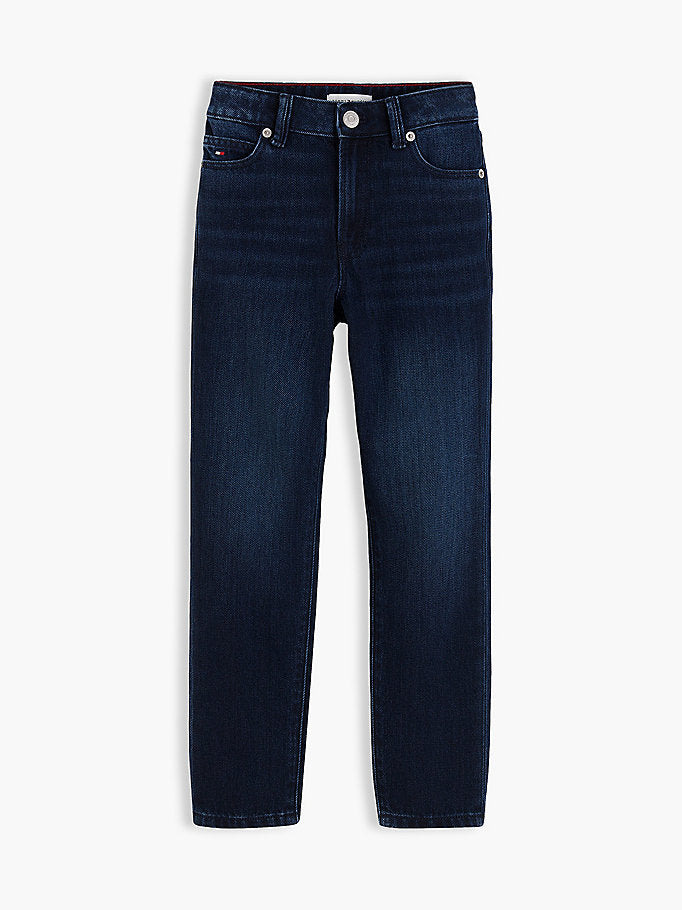 Jeans straight fit con bandierina ricamata