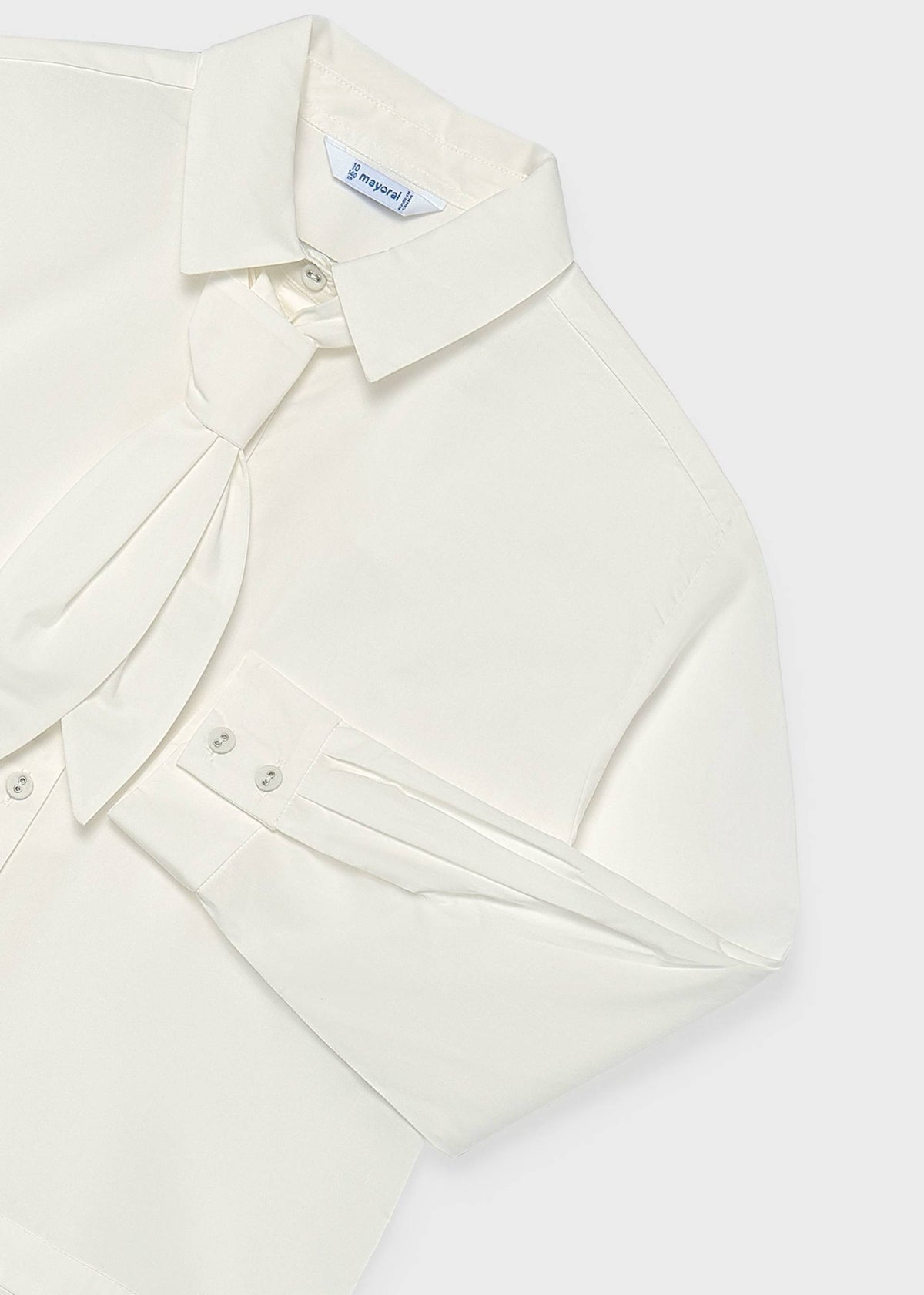 Blusa con cravatta ragazza - Panna