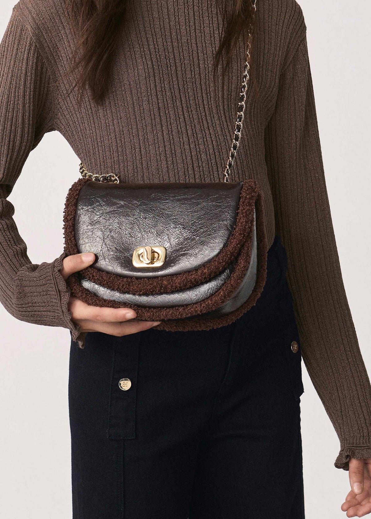 Borsa Pelliccia Combined Bambina - Oscuro