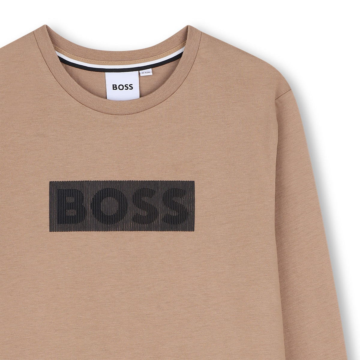 BOSS Kids Maglia a maniche lunghe in jersey con logo in rilievo - Biscotto