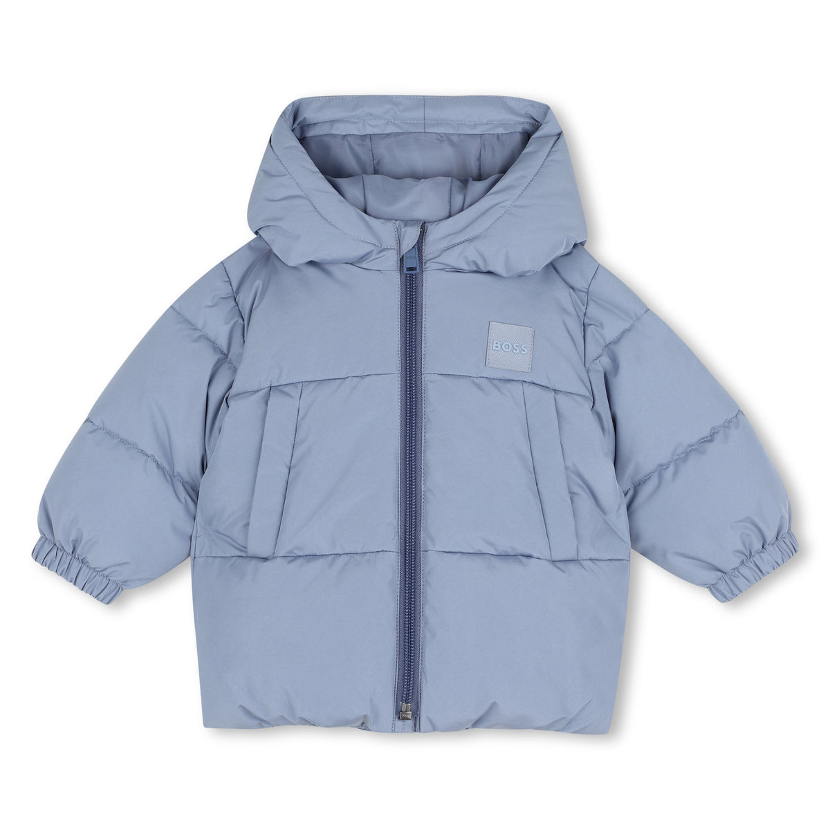 BOSS Kids Piumino con cappuccio e badge logo - Blu lavanda