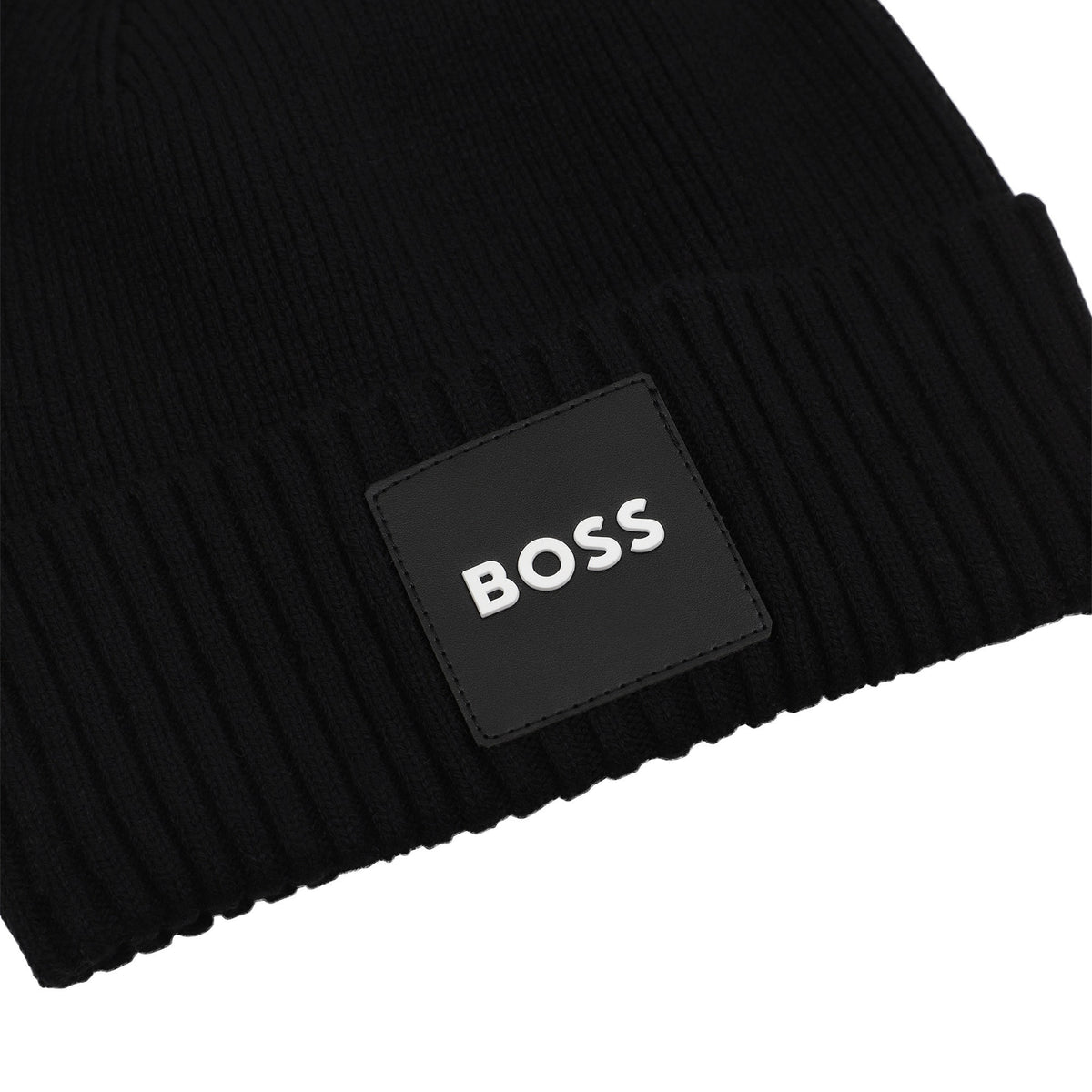 BOSS Kids Berretto in maglia con badge logo - Nero