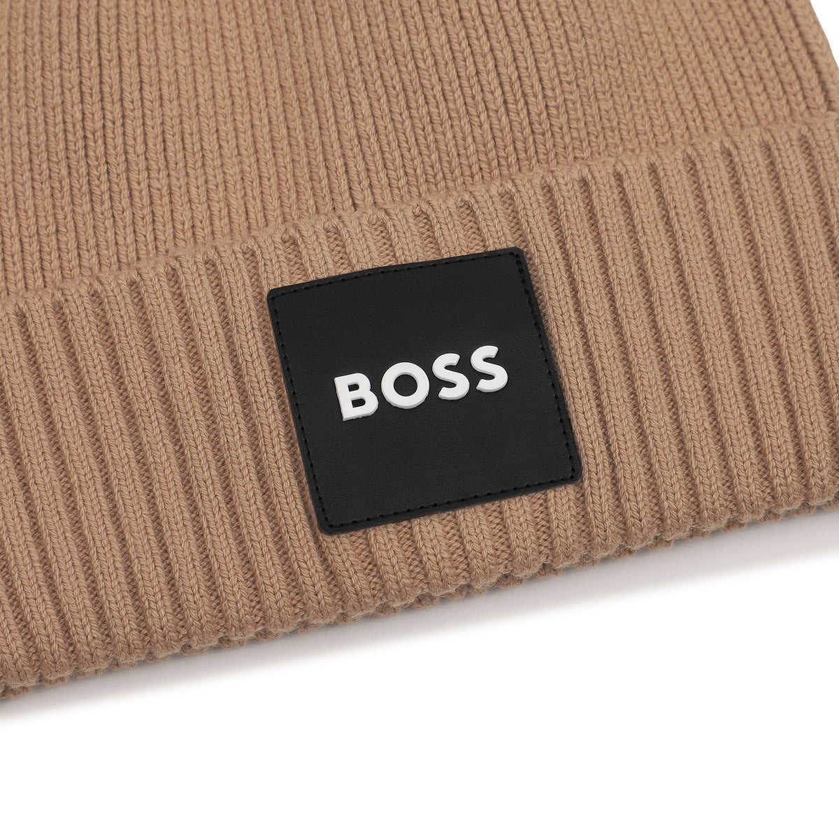 BOSS Kids Berretto in maglia con badge logo - Biscotto