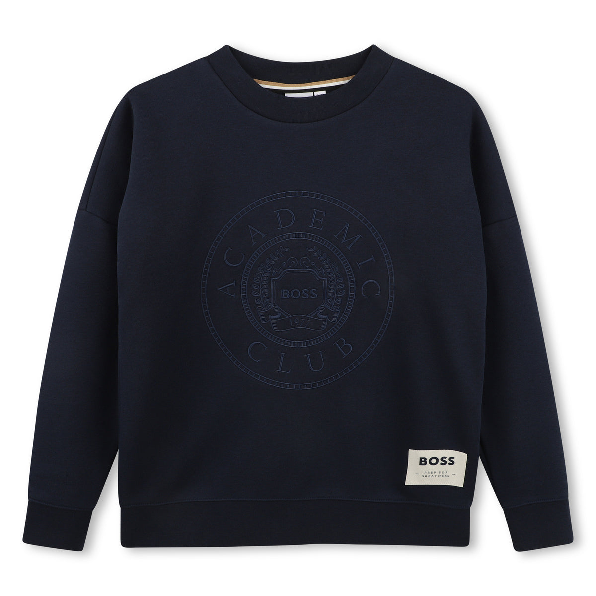 BOSS Kids Felpa in cotone garzato con etichetta logo - Marine