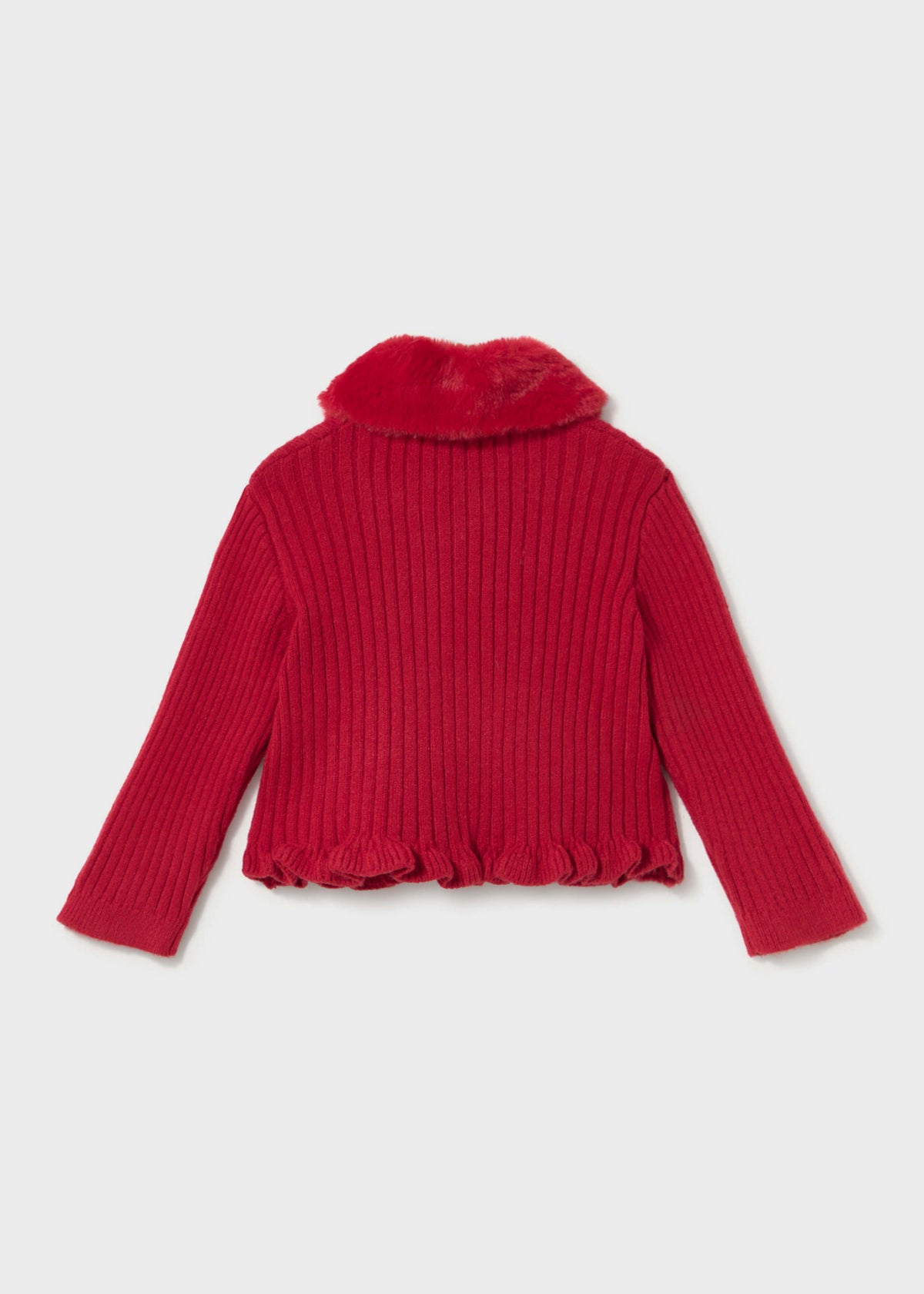 Cardigan con colletto pelliccia bimba - Rosso