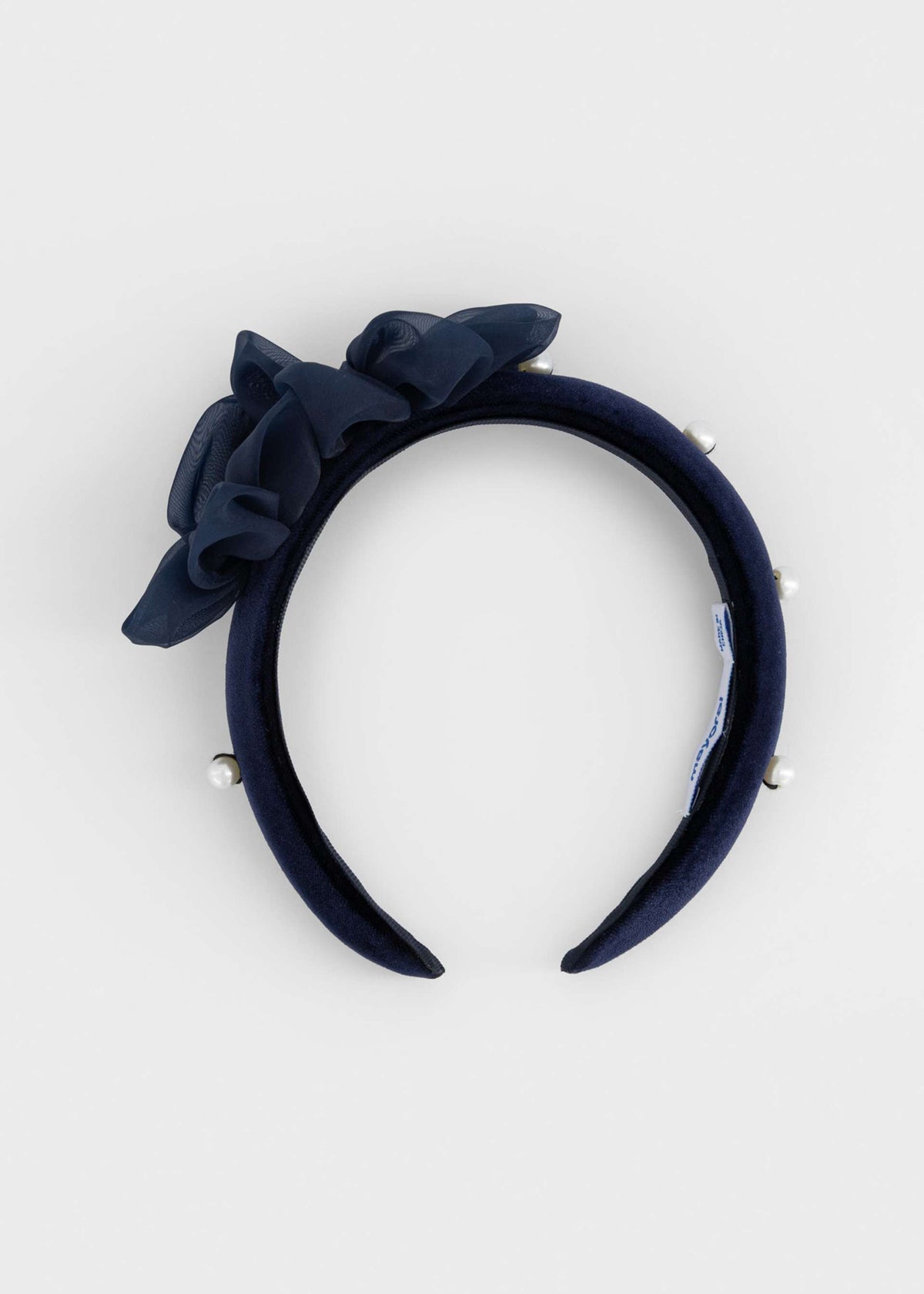 Cerchietto velluto fiori bambina - Navy