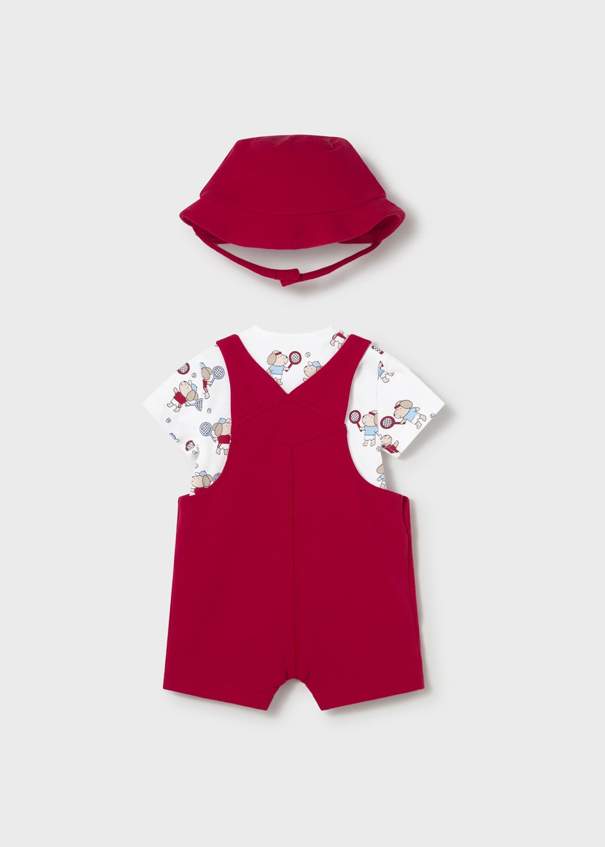 Completo 3 pezzi salopette neonato - Rosso