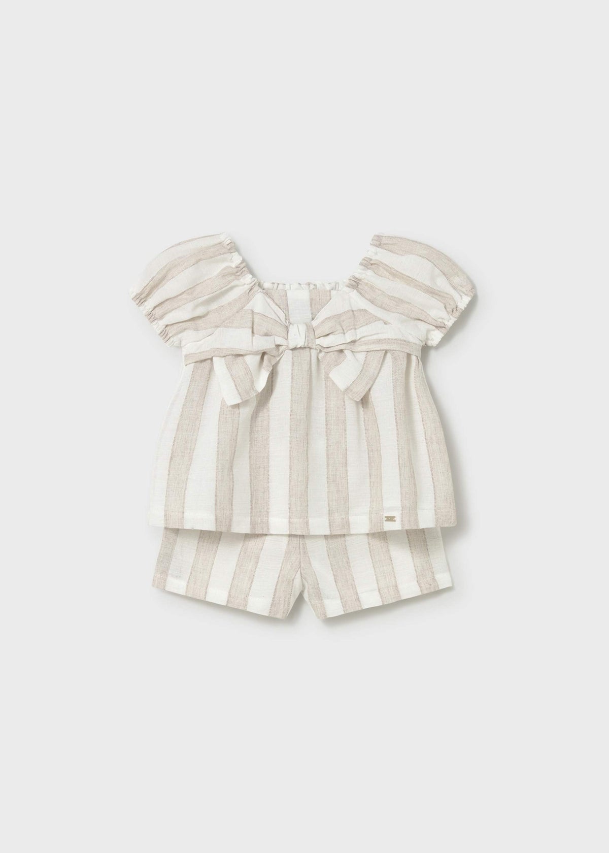 Completo a righe bermuda e blusa neonata