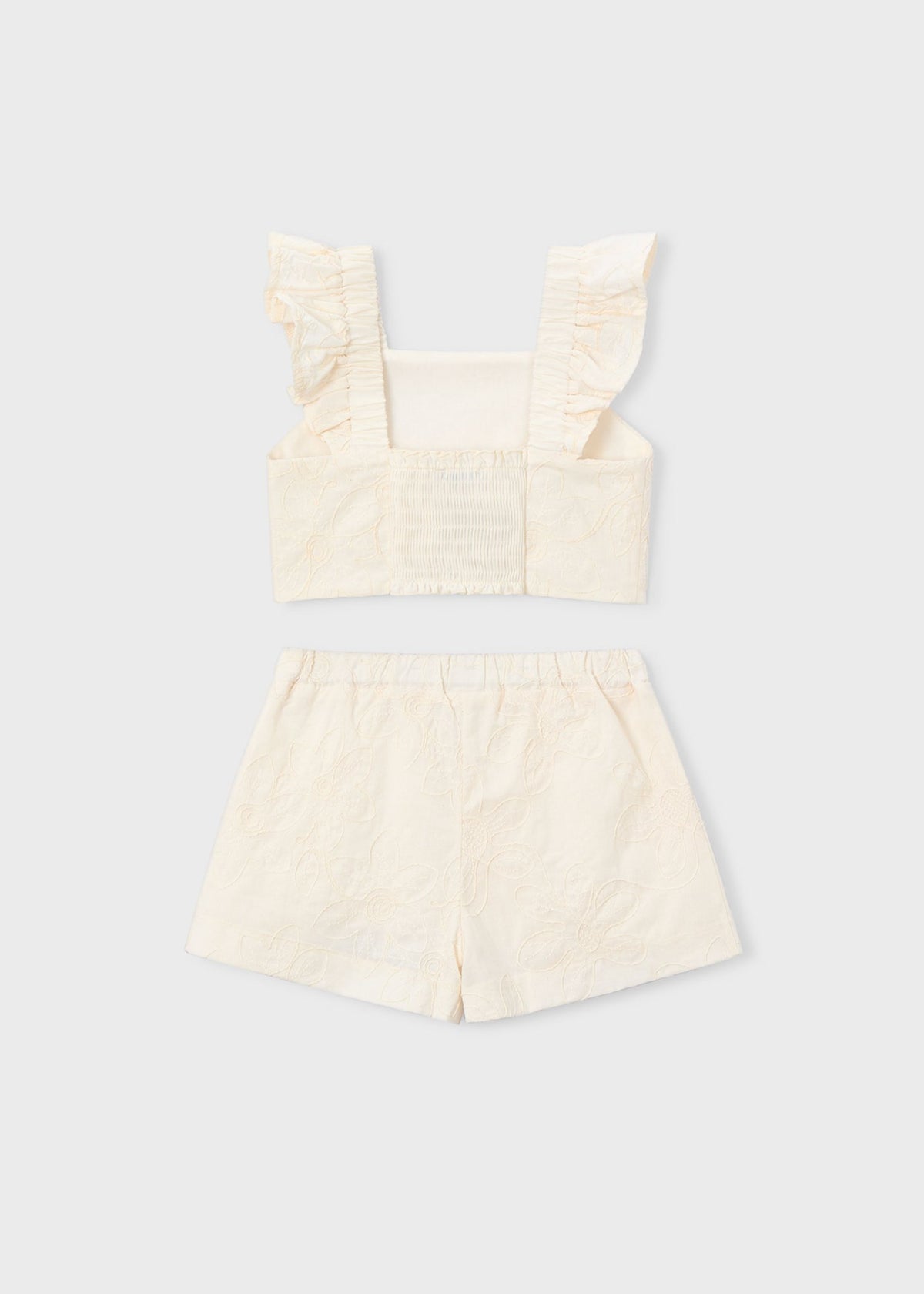 Completo con bermuda e top con volant cerimonia bambina