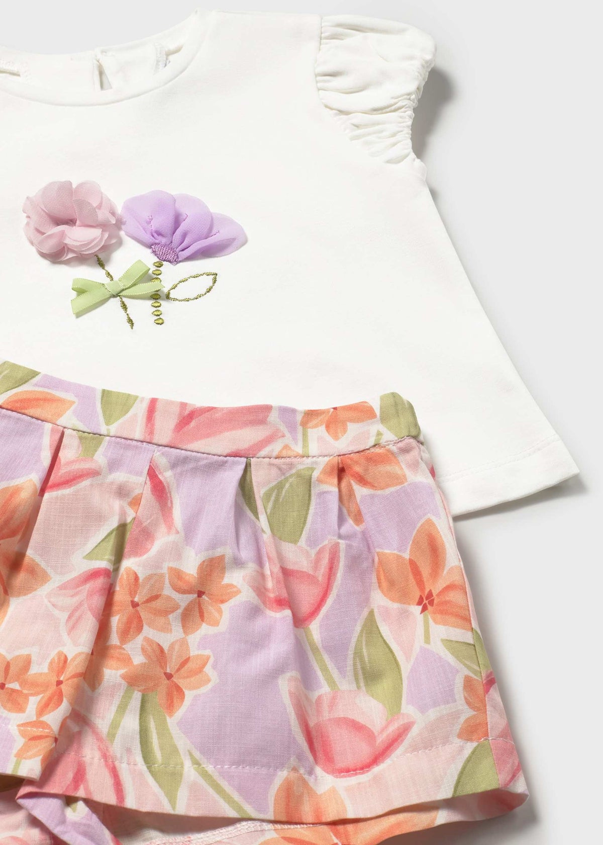 Completo con bermuda fiori e maglietta neonata