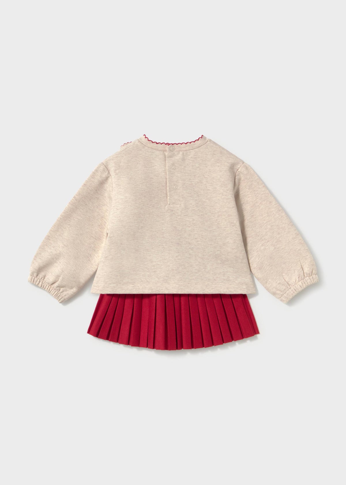 Completo felpa cuori e gonna plissettata neonata - Rosso