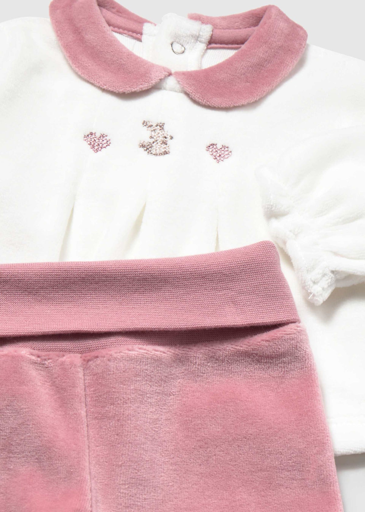 Completo ghettina e camicia neonata - Cipria