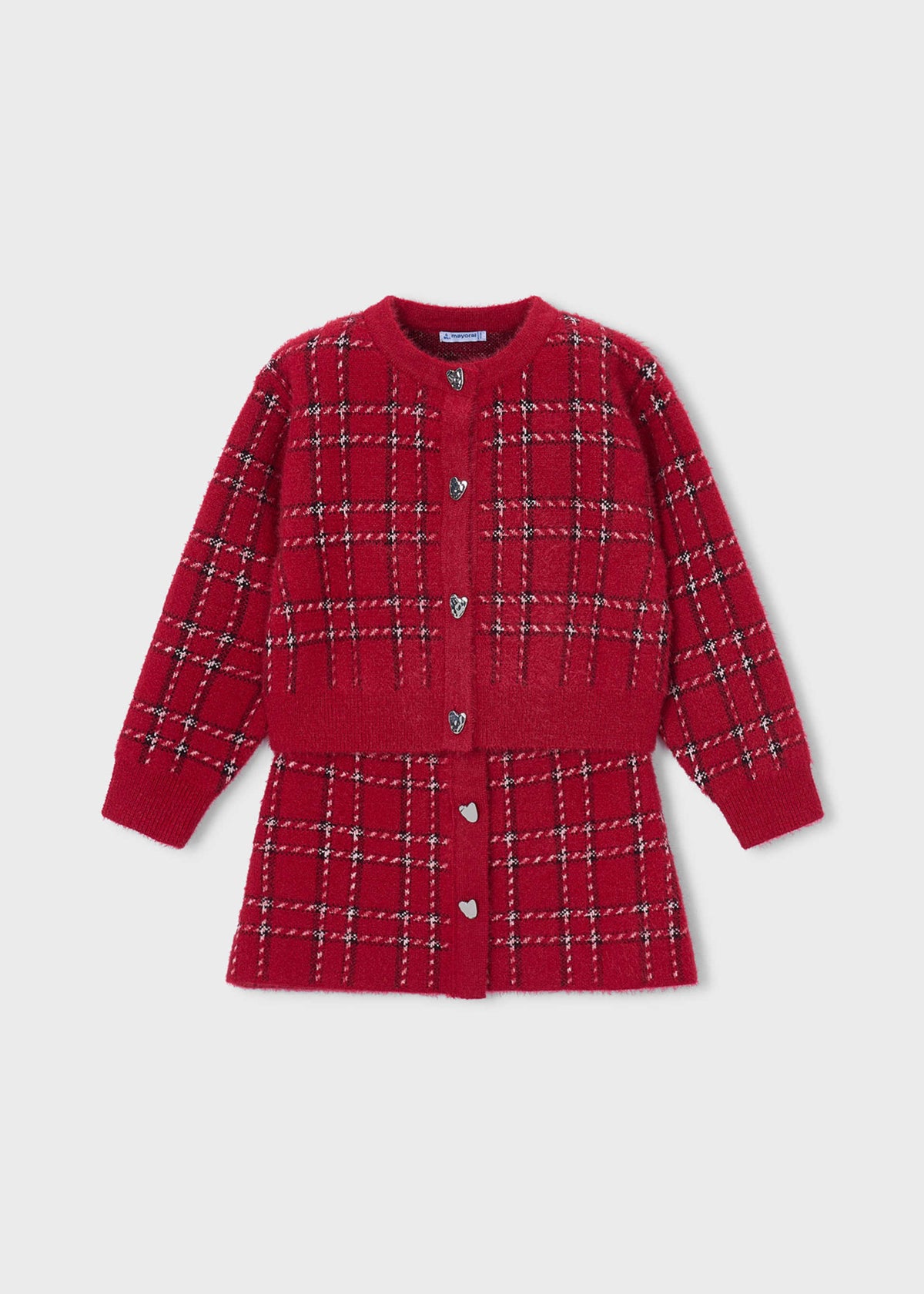 Completo gonna e cardigan in maglia bambina - Rosso