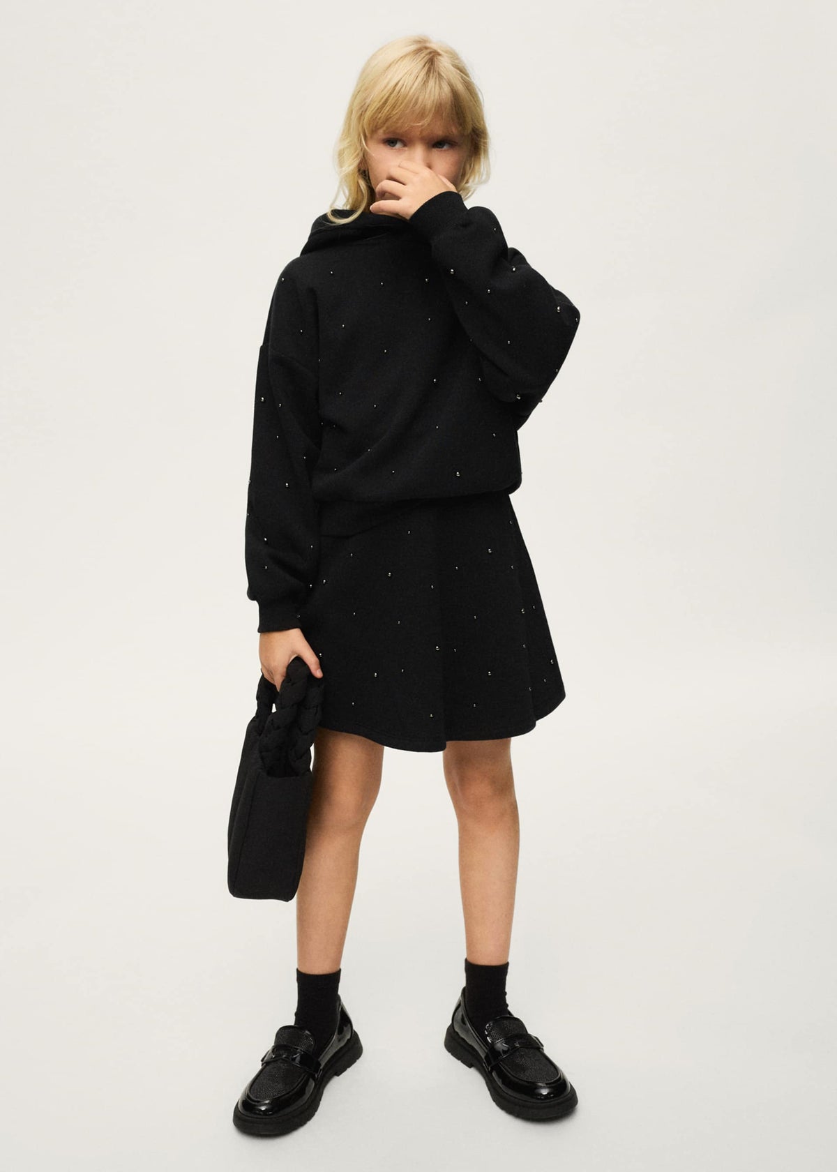 Completo gonna e felpa ragazza - Nero