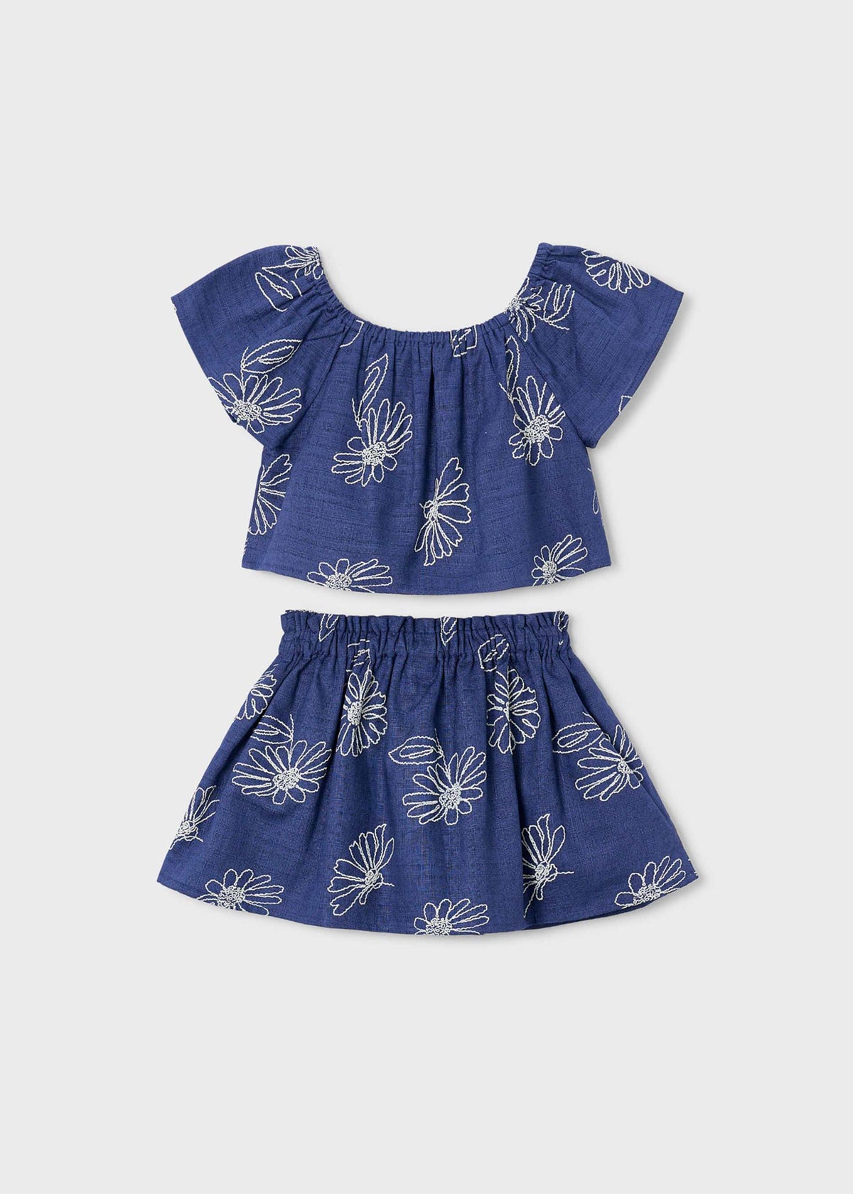 Completo gonna e maglietta in lino bambina