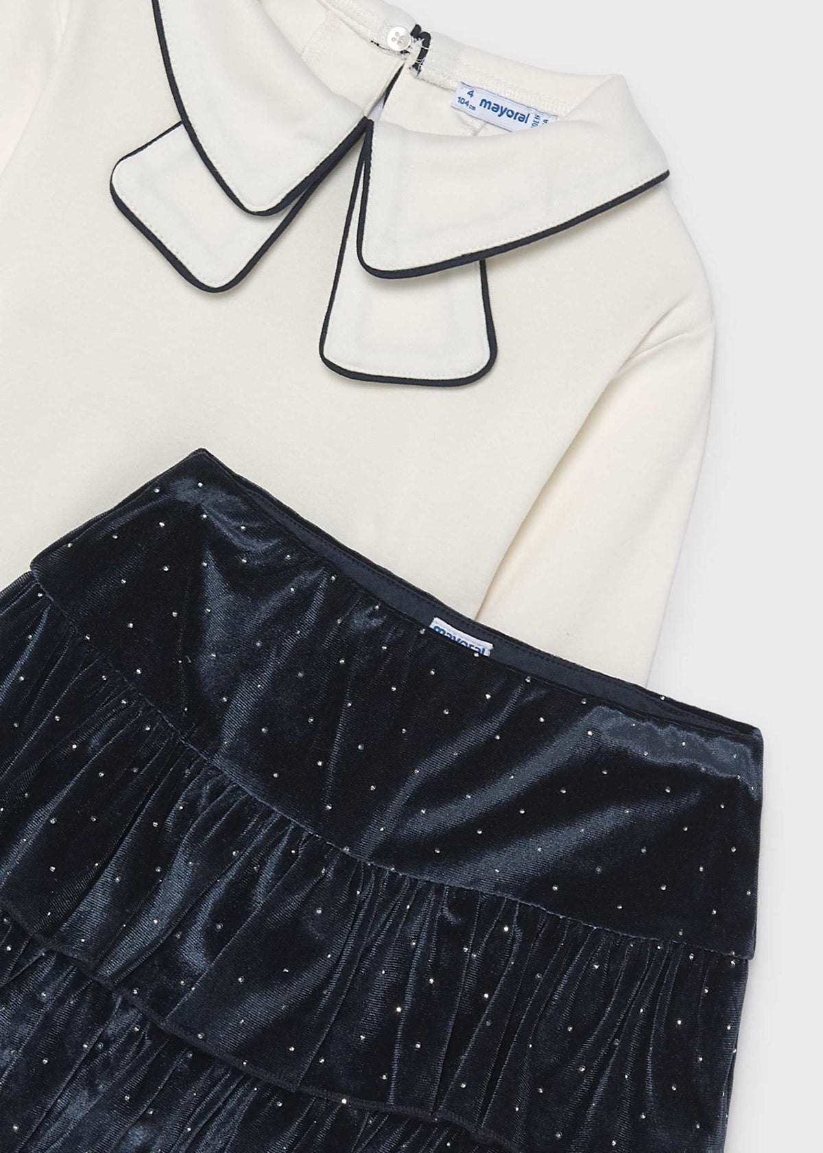 Completo gonna e maglietta in velluto bambina - Navy