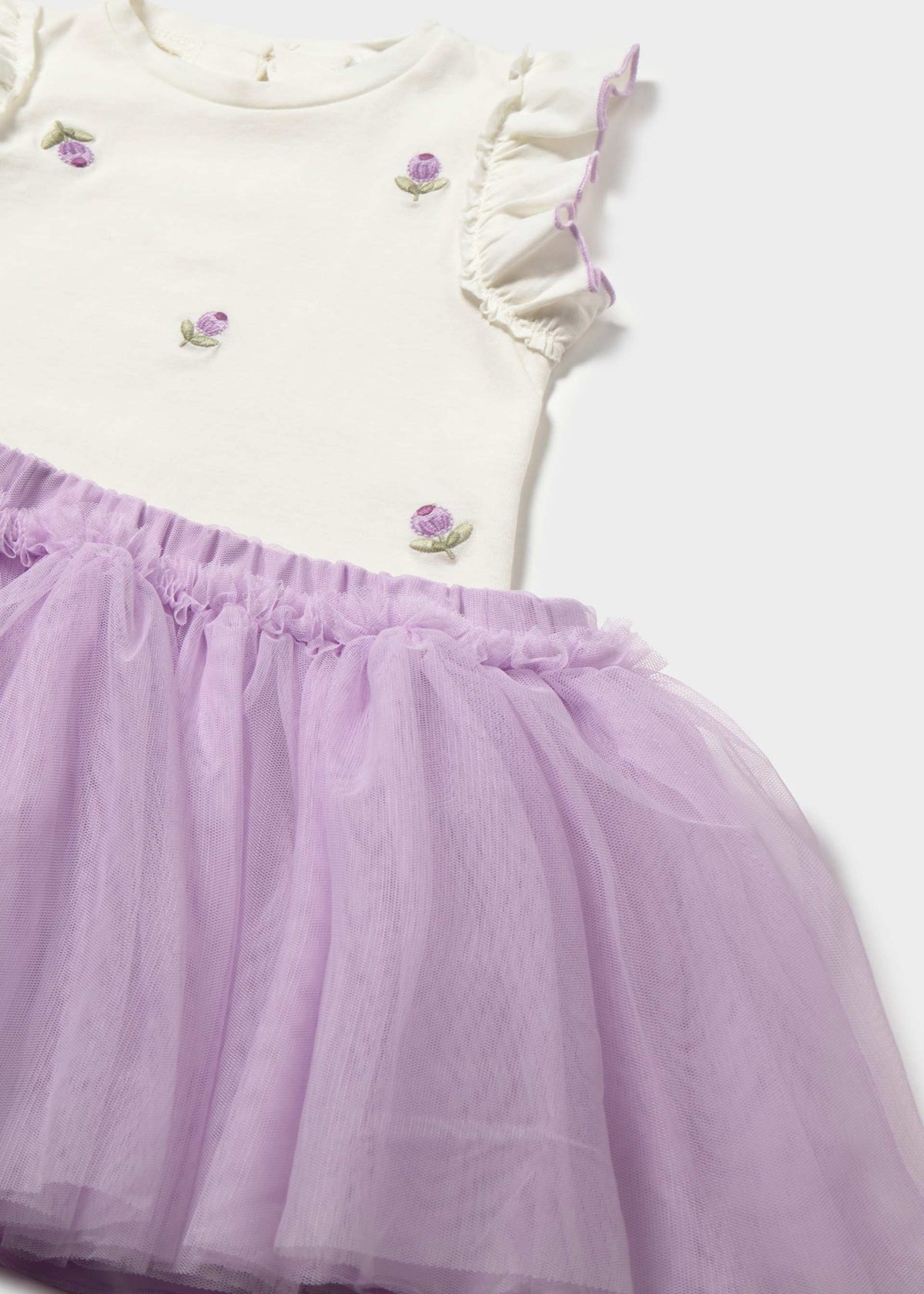Completo gonna tulle e maglietta con volant neonata
