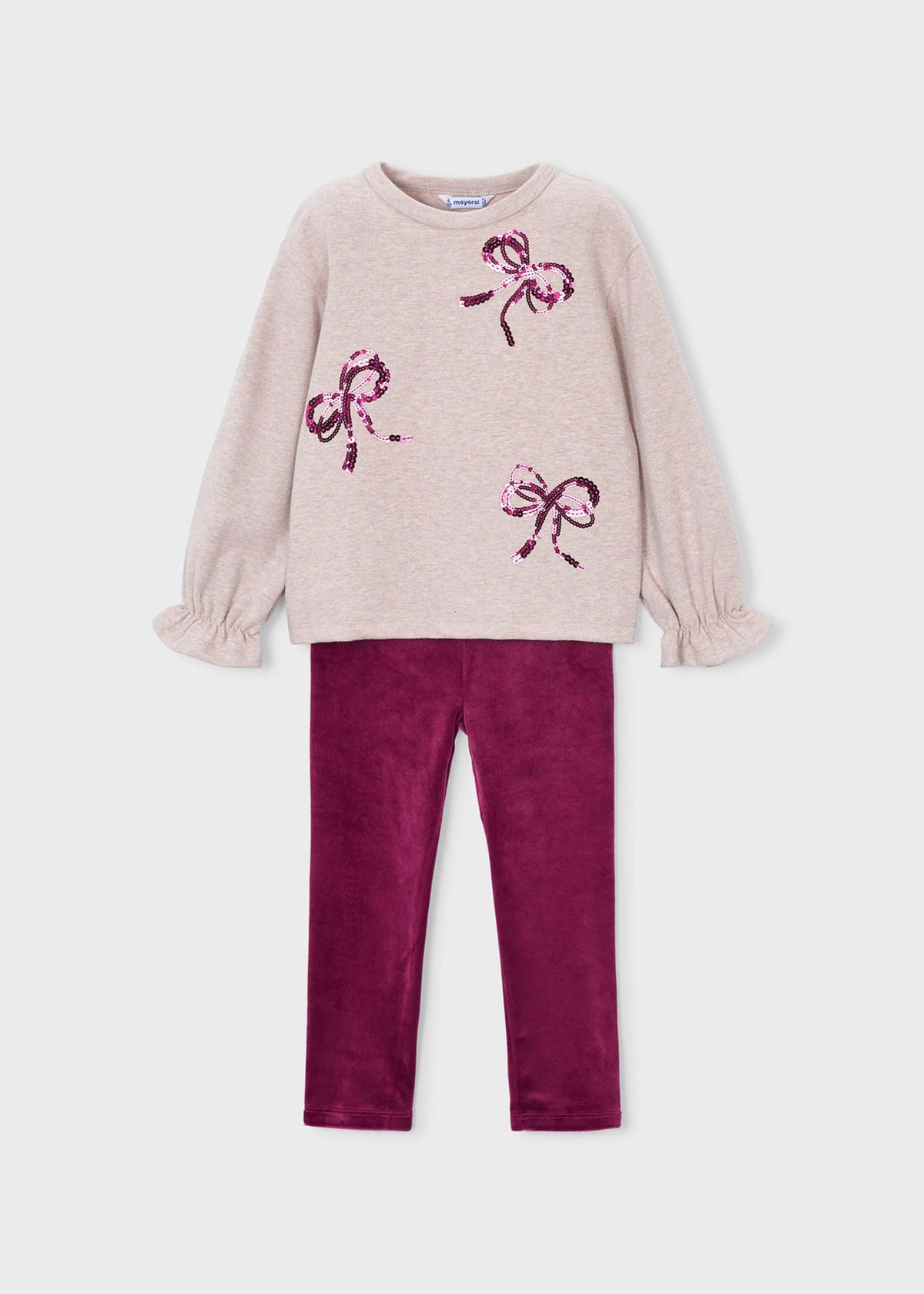 Completo leggings e felpa fiocchi bambina - Framboise