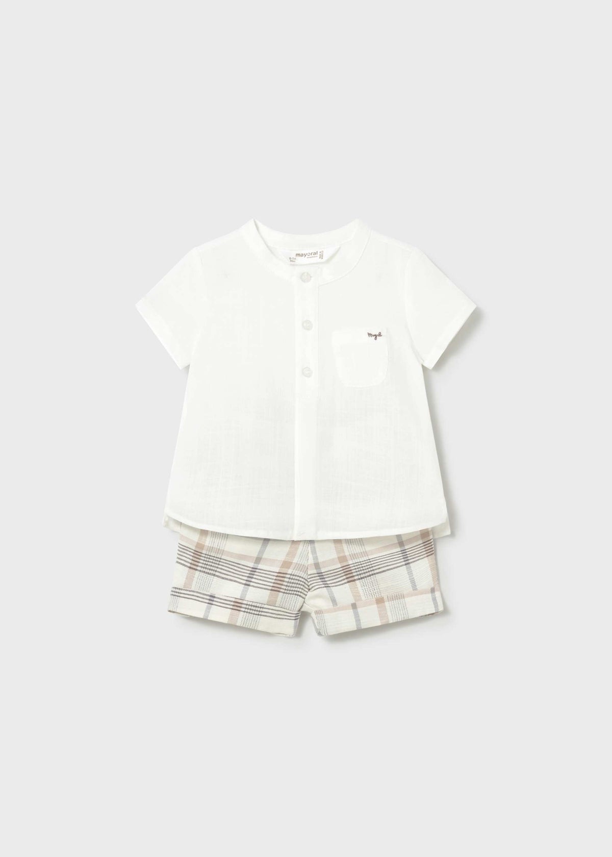 Completo pantaloncino e camicia neonato - Grano
