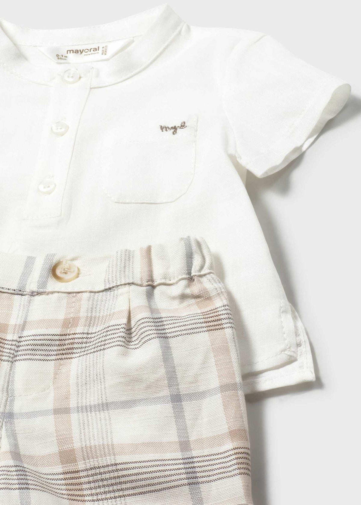 Completo pantaloncino e camicia neonato - Grano