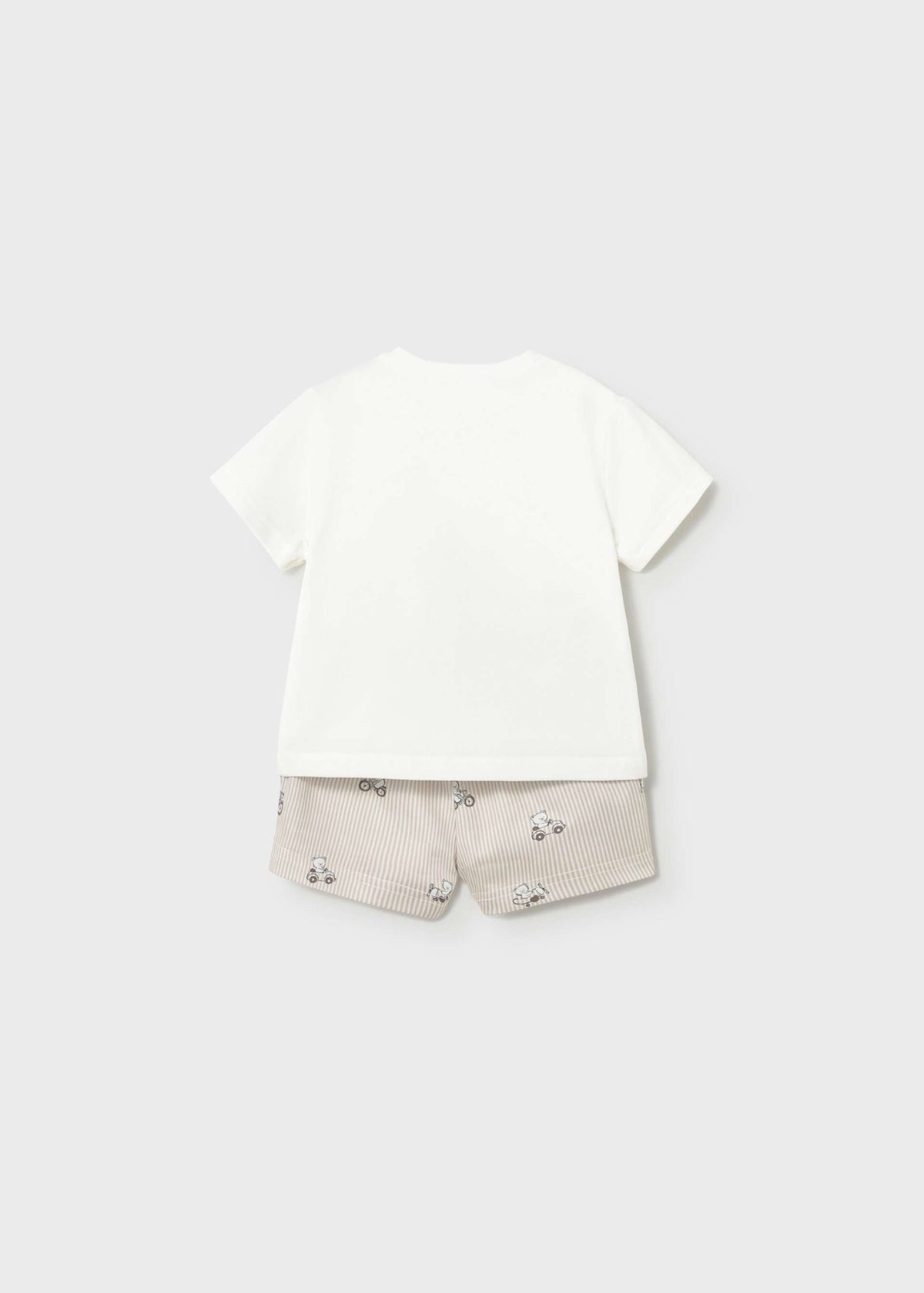 Completo pantaloncino e maglietta orsetto neonato - Tortora