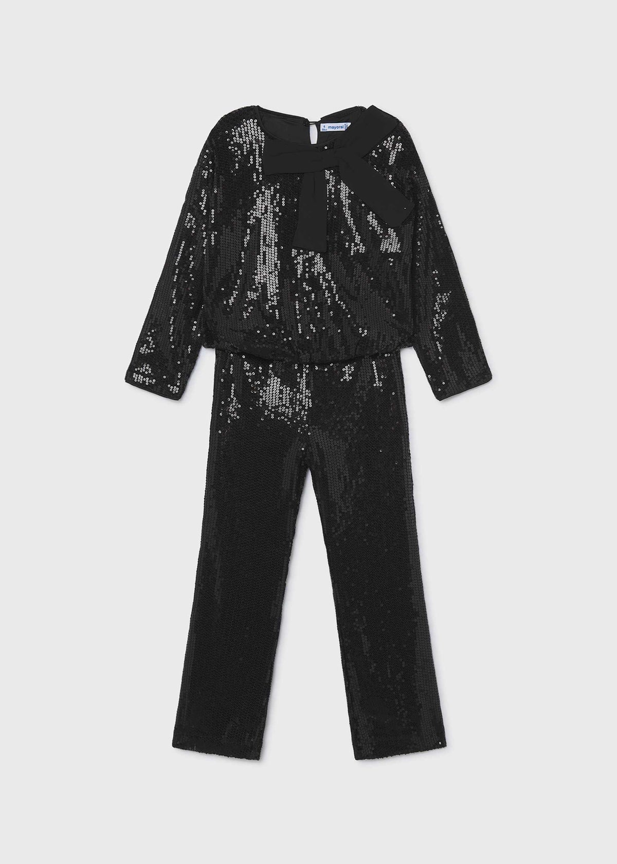 Completo pantalone e blusa lustrini bambina - Nero