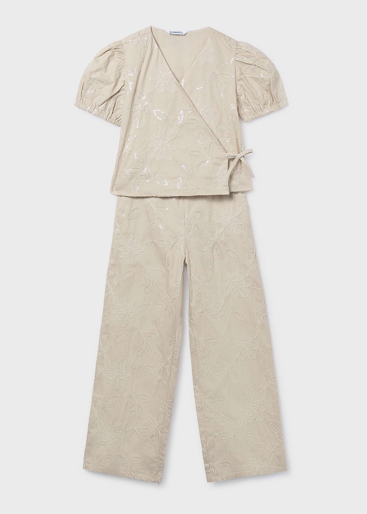 Completo pantalone e blusa ricamato ragazza