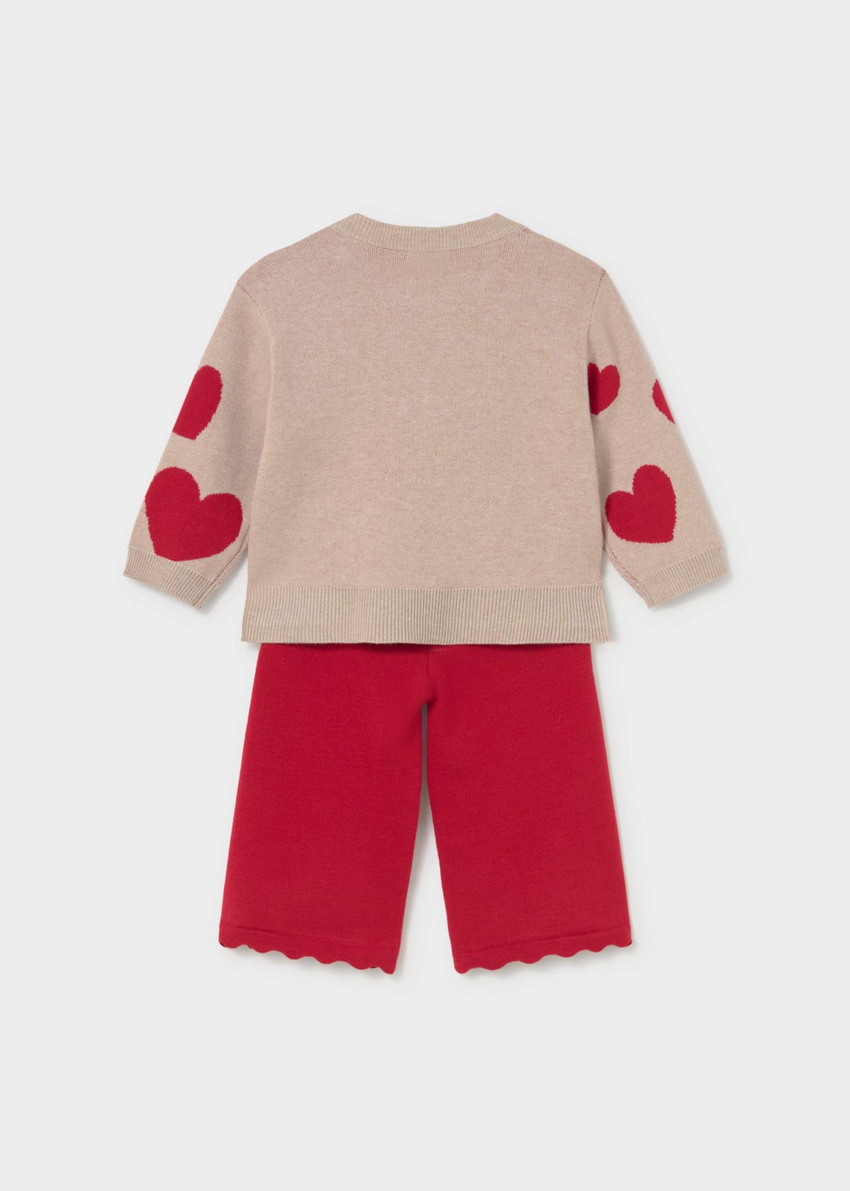 Completo pantalone e maglione cuori bimba - Rosso