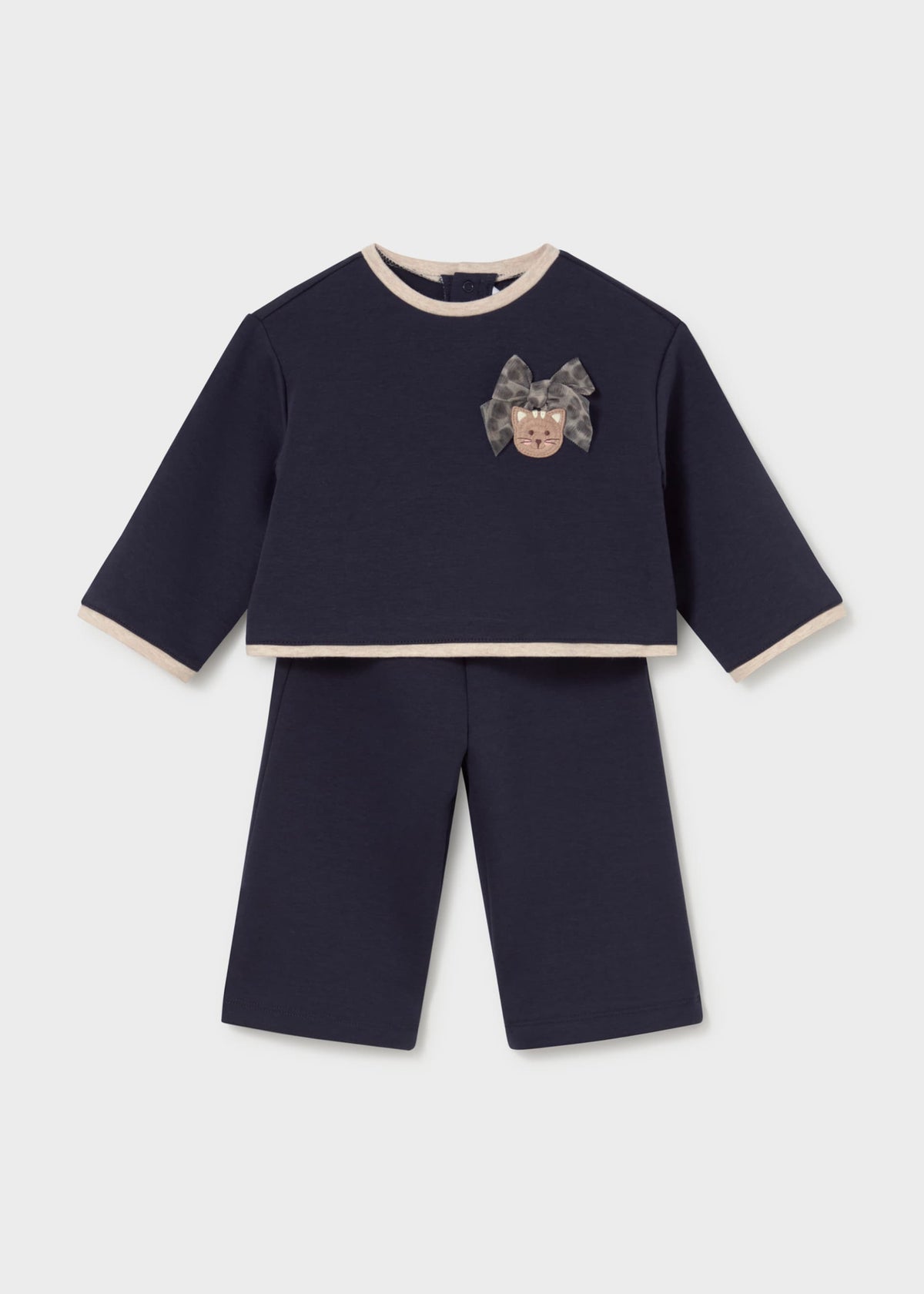 Completo pantalone e maglione ricamato bimba - Navy