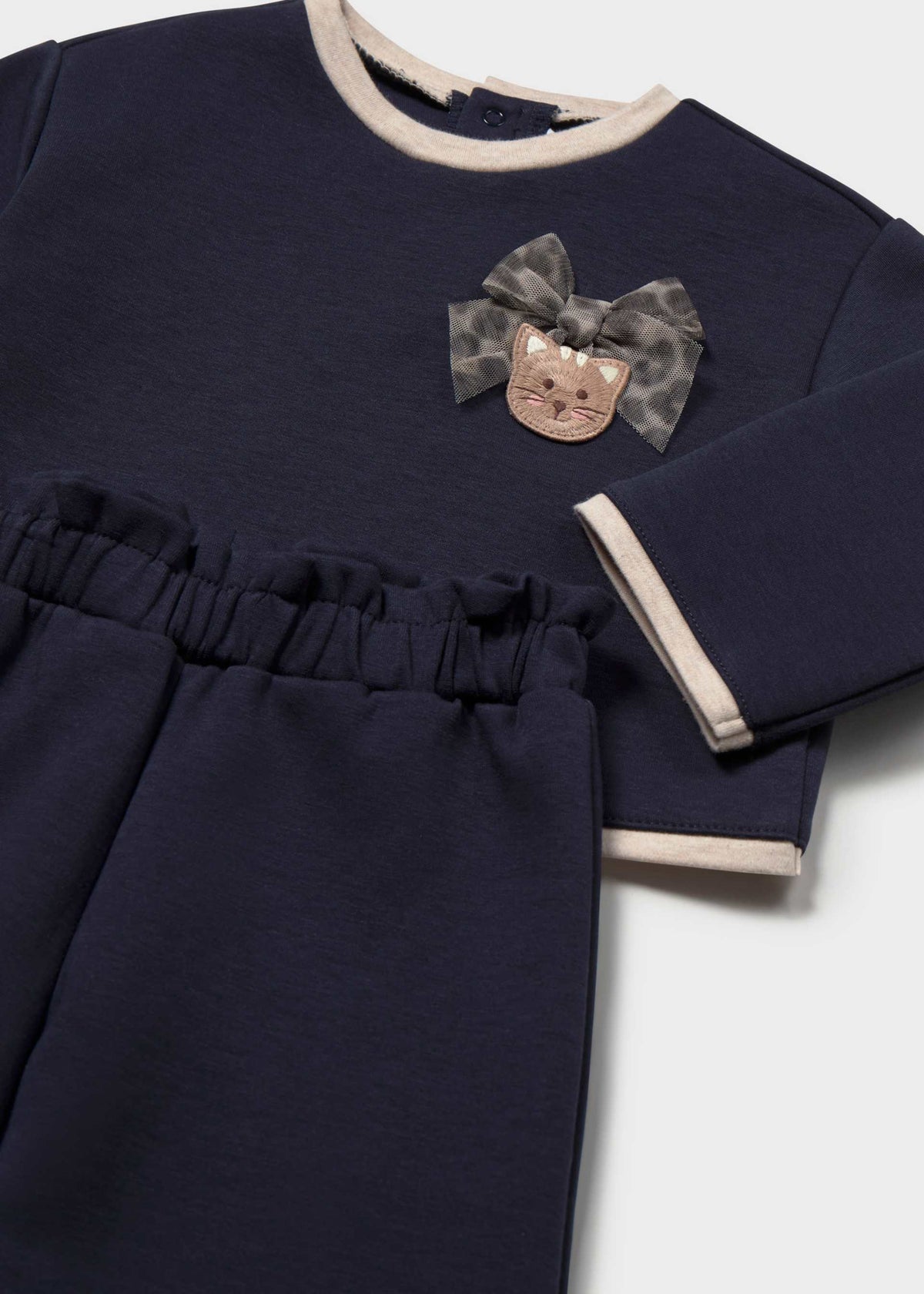 Completo pantalone e maglione ricamato bimba - Navy